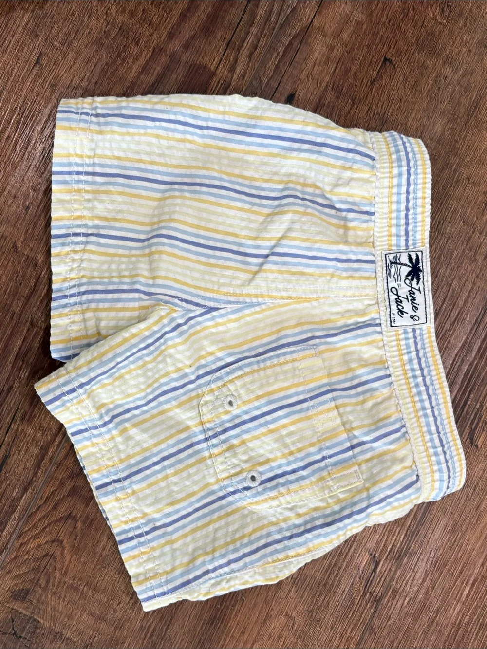 Kids Seersucker Drawstring Shorts - Yellow & Blue